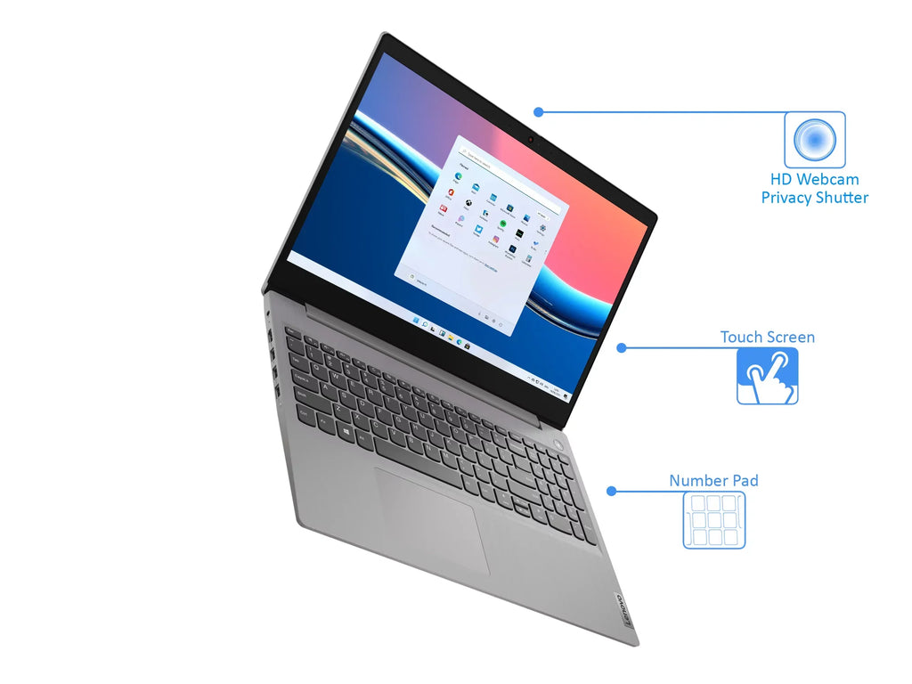 IdeaPad 3 Mobile pc 15.6" HD Touch Display, Core i3-1115G4 Upto 4.1GHz, 8GB RAM, 512GB NVMe SSD, HDMI, Card Reader, Wi-Fi, Bluetooth, Windows 11 Pro S