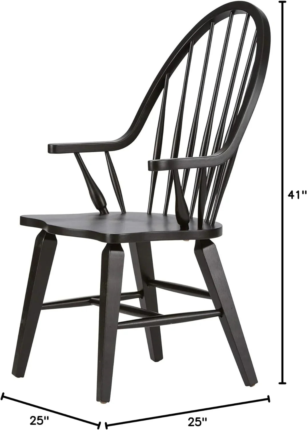 Windsor Back Arm Chair; W25 X D25 X H41; Black