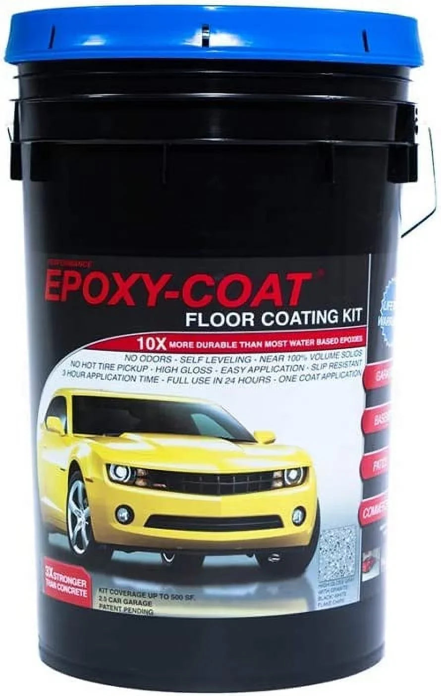 EPOXY-COAT - High Efficiency DIY Epoxy Floor Coating "Standard" Full Kit (Clear), 3.0 gal, covers up to 500sf or 2 Car Garage