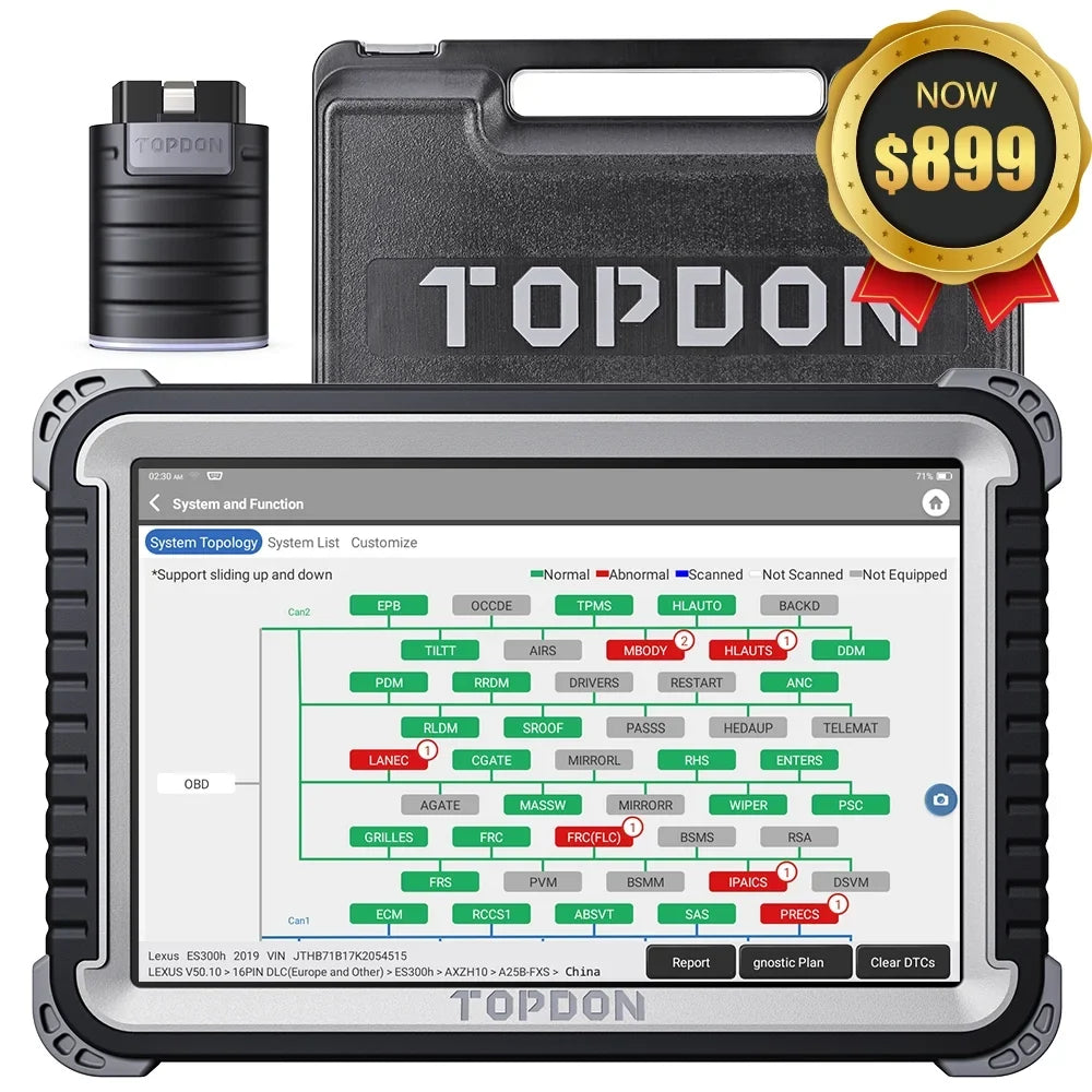 Car Diagnostic Scan Tool TOPDON Phoenix Plus OBD2 Scanner Bi-directional Advanced ECU Coding; Key Matching;34 Reset Services