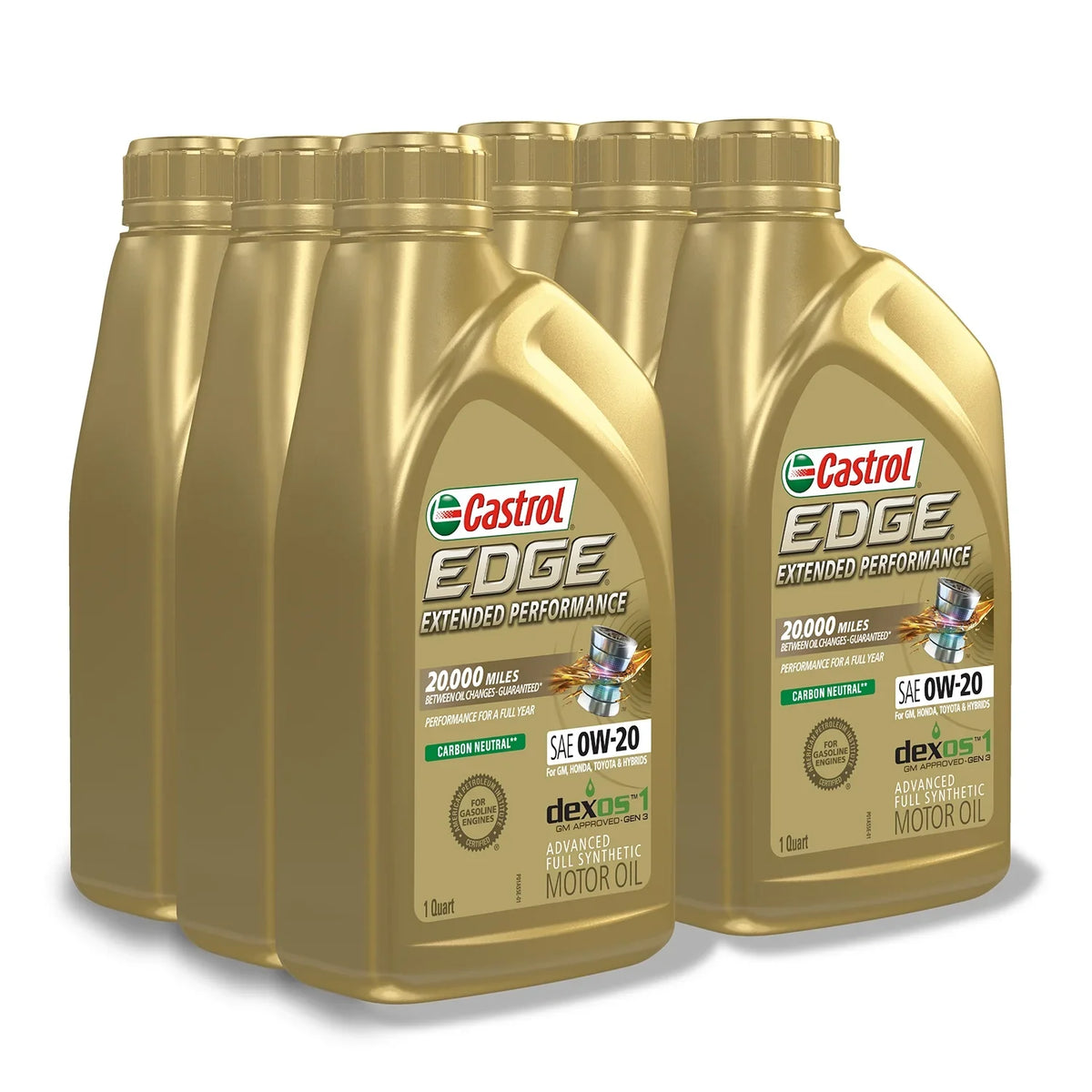 Castrol Edge Extended Efficiency 0W-20 Advanced Full Synthetic Motor Oil, 1 Quart, Case of 6