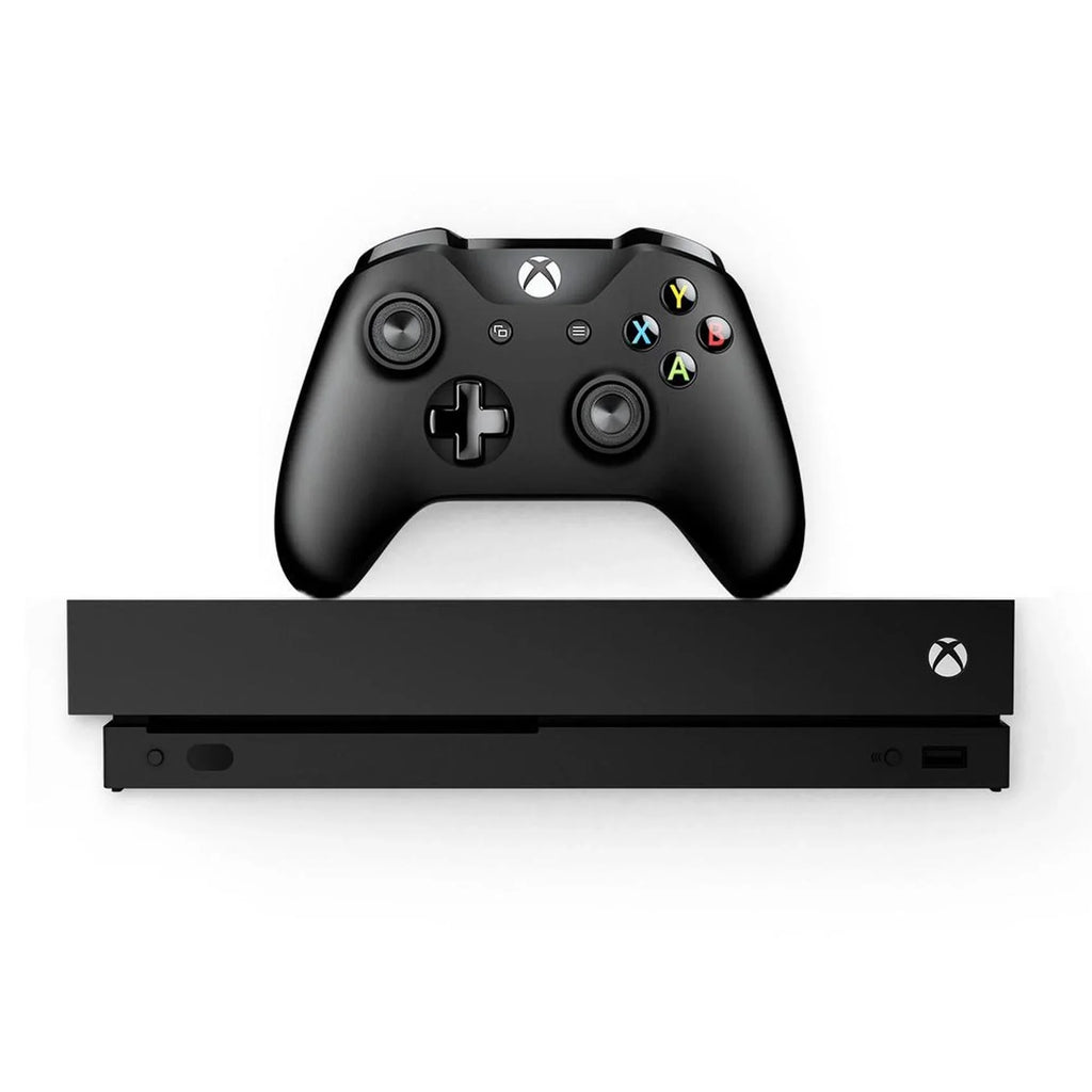 Pre-Owned Xbox One X 1TB with 2 Controller, 4K Ultra HD Black with BOLT AXTION Cleaning Kit Headset Bundle (Refurbished: Like New)