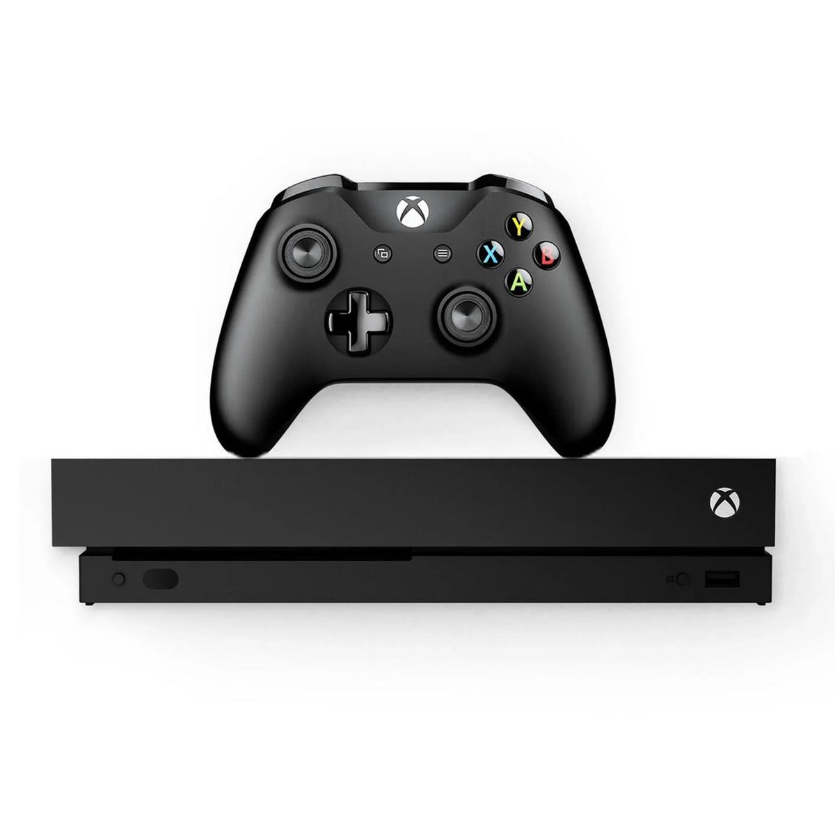 Pre-Owned Xbox One X 1TB with 2 Controller, 4K Ultra HD Black with BOLT AXTION Cleaning Kit Headset Bundle (Refurbished: Like New)