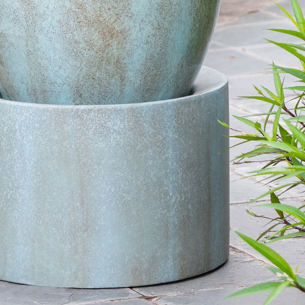 CoSoTower 19.5X19.5X32.5" Heavy Outdoor Cement Fountain Antique Blue, Cute Unique Urn Design Fluid Feature for Home Garden, Lawn, Deck & Patio