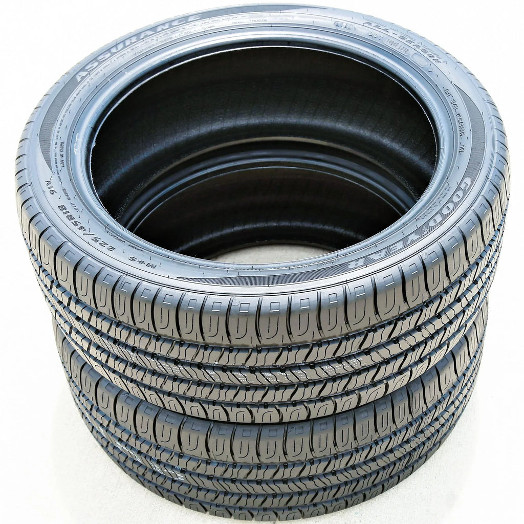 Set of 4 (FOUR) Goodyear Assurance All-Season 225/45R18 91V A/S All Season Tires Fits: 2012 Toyota Camry XLE, 2008-12 Ford Fusion SEL