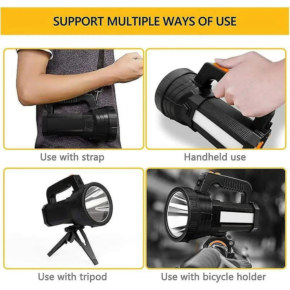 15000 Lumens Rechargeable Super Bright Led Flashlight With 6 Light Modes, Fluid Led Flashlight For Camping Emergency (black)