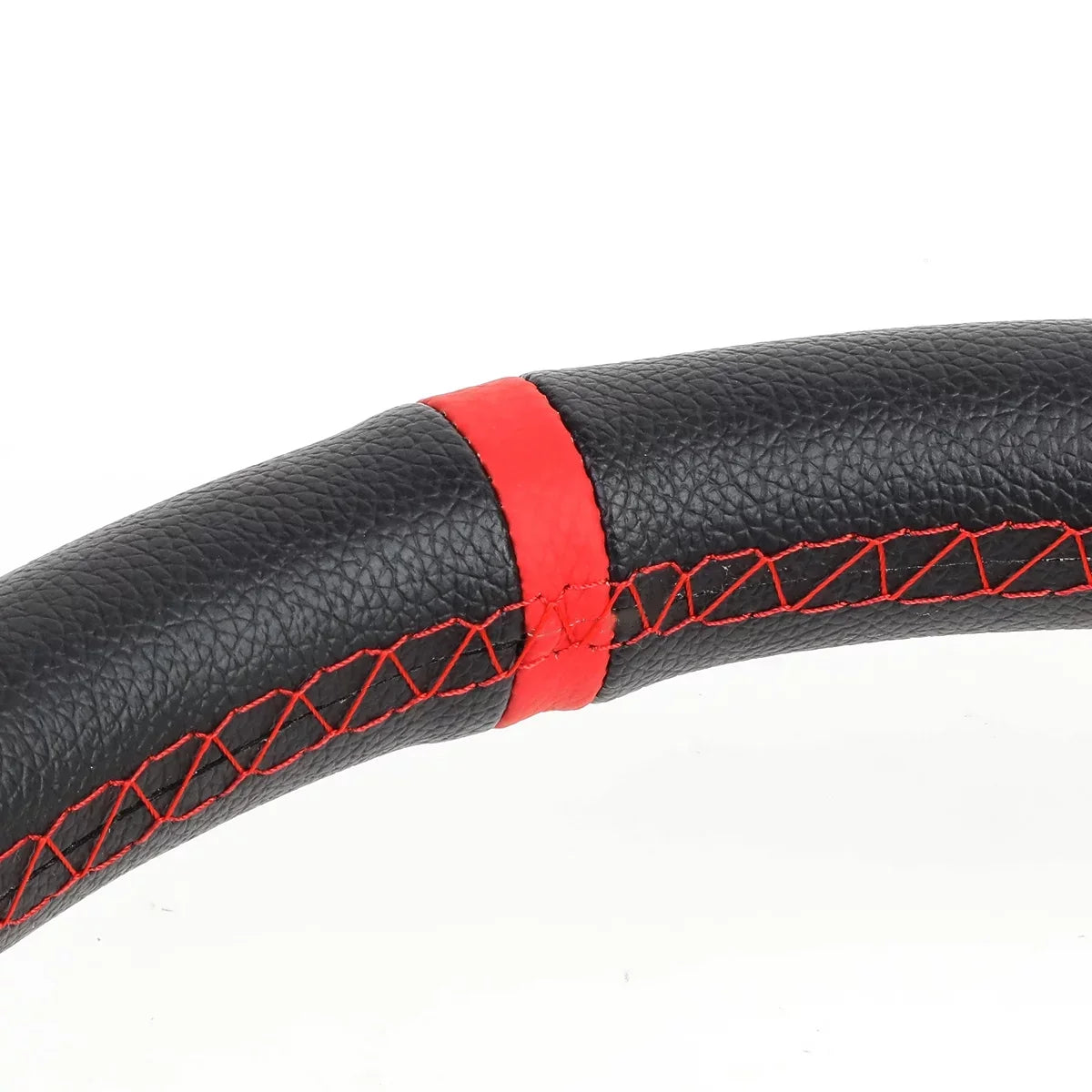 DNA Motoring SW-T520-SL-RD 350mm Silver 6-Bolt Spoke Red Stitched Leather Racing Steering Wheel