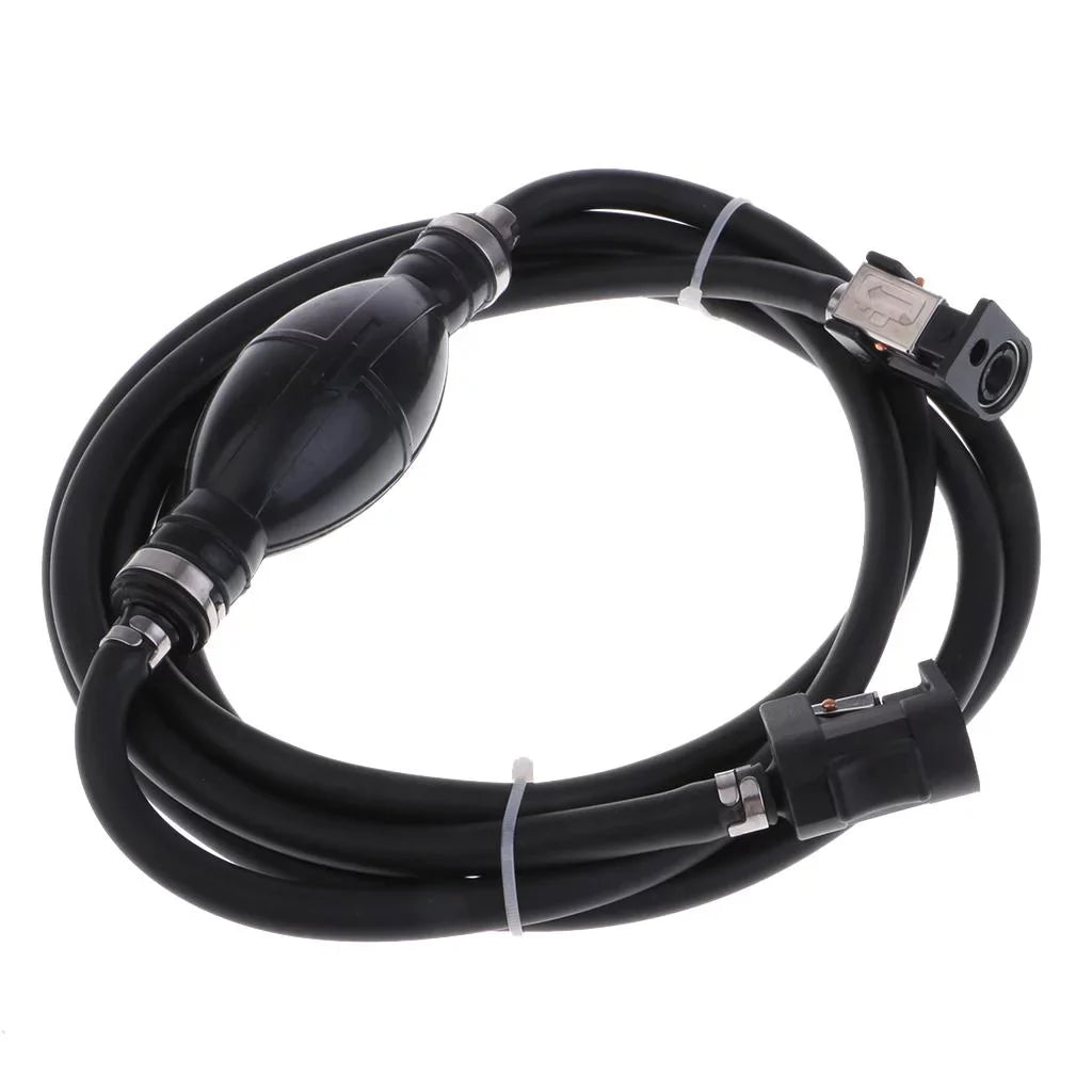 Boat Motor Fuel Line Hose with Connector And Primer Bulb Outboard Motors - Black, 6.5x11mm