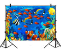 GCKG 7x5ft Sea World Photography Liquid World Ocean Animals Fish Coral Polyester Photography Backdrop Studio Photo Props Background