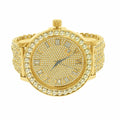 Mens Roman Numerals Watch Lab Diamond Canary Tone Stainless Steel 1 Row Bezel Custom Iced Out Band Khronos Jo Rodeo W/Date