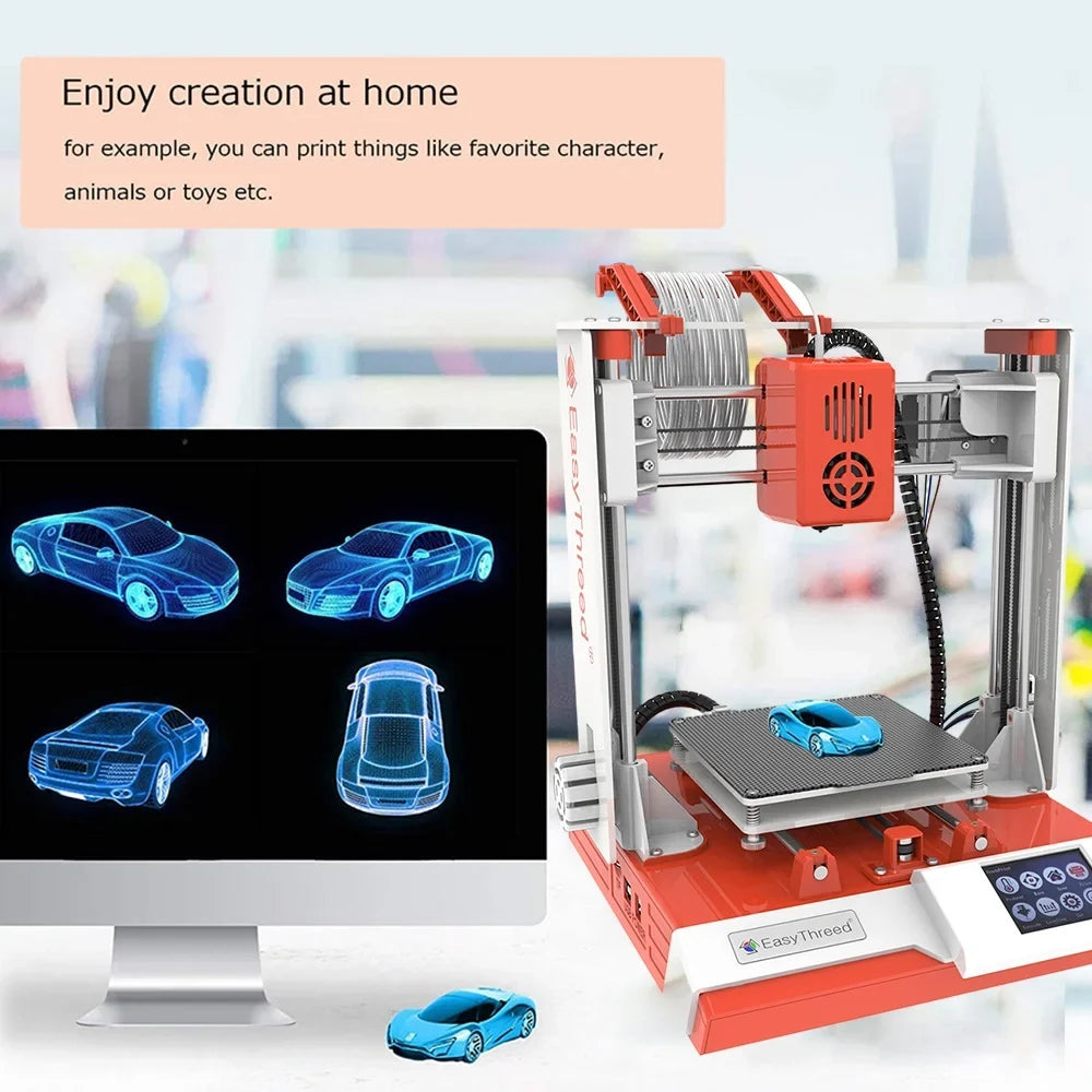 EasyThreed 3D printer,Comes Print Size Removable 100x100x100mm/4x4x4inches K6 Plus Size Removable TF 3D Printer Hine 100x100x100mm Print Printer Kids 3D-Printer Kids 3D-Printer 3D XINZY ICHU Printers