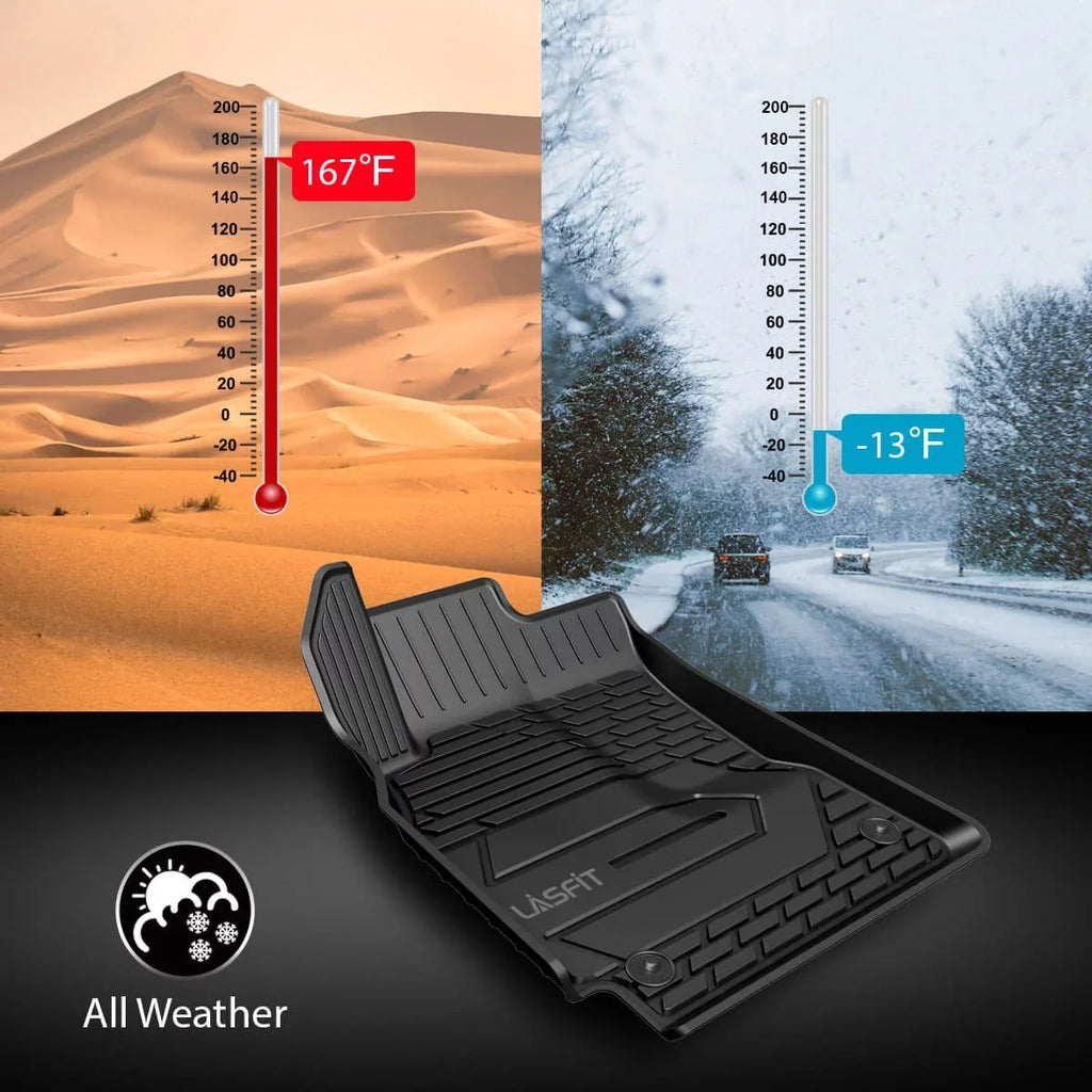 LASFIT Car Floor Mats for 2016-2021 Dodge Durango (2nd Row Bench Seat Only) / Jeep Grand Cherokee(NO Jeep Cherokee), All Weather TPE Floor Liners Set, 1st and 2nd Row, Black