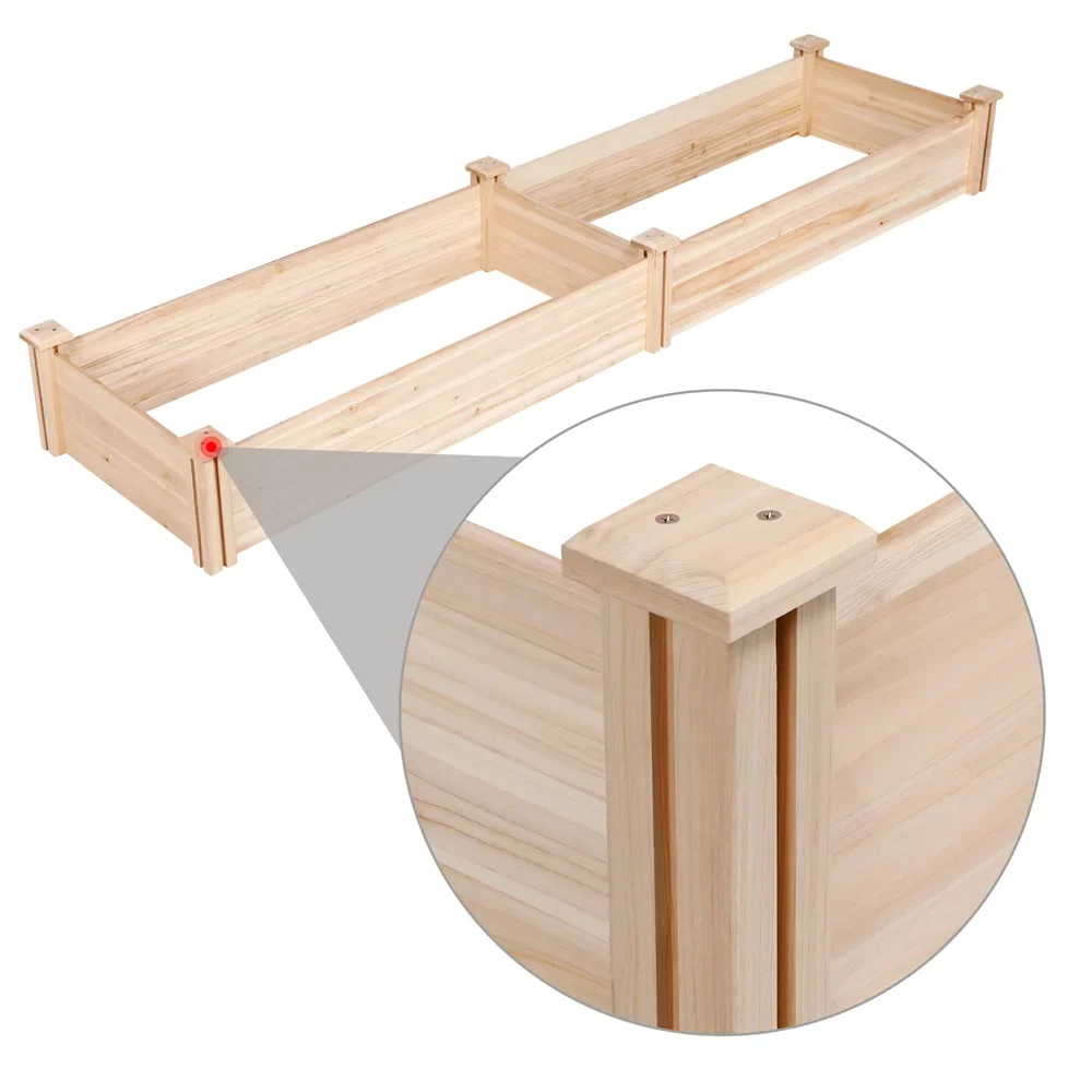 Easyfashion Wooden Raised Garden Bed; 96.7 x 24.6 x 10.6inch (L x W x H);Natural Wood