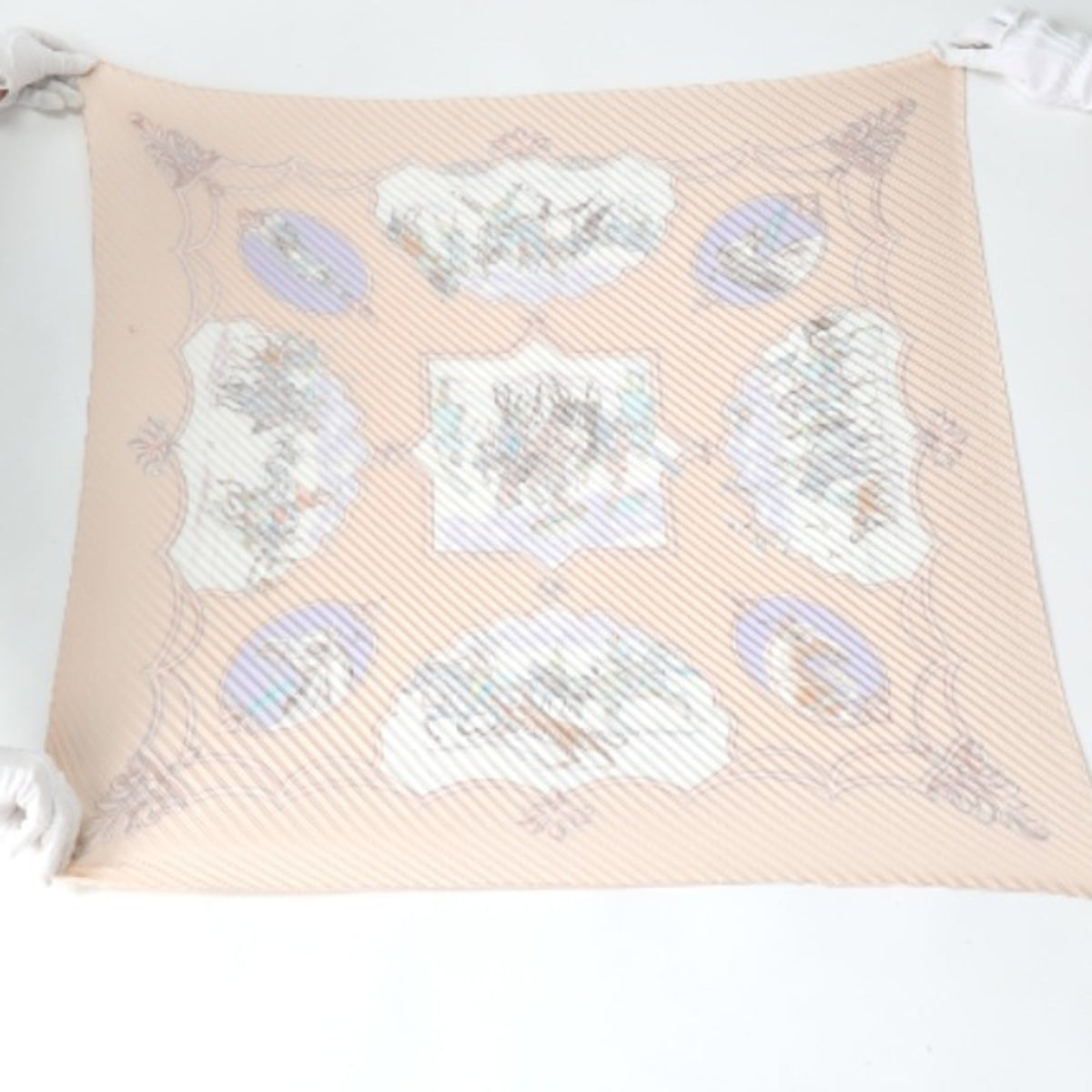 Pre-Owned HERMES Pleated Scarf Carre Horse Pattern Hermes Pink Beige (Fair)