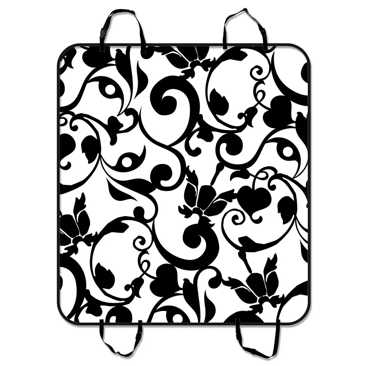GCKG Black and White Damask Pattern Classic Vintage French Floral Swirls Pet Car Seat Cover Dog Car Seat Mat Hammock Cargo Mat Trunk Mat For Cars Trucks and SUV 54x60 inches