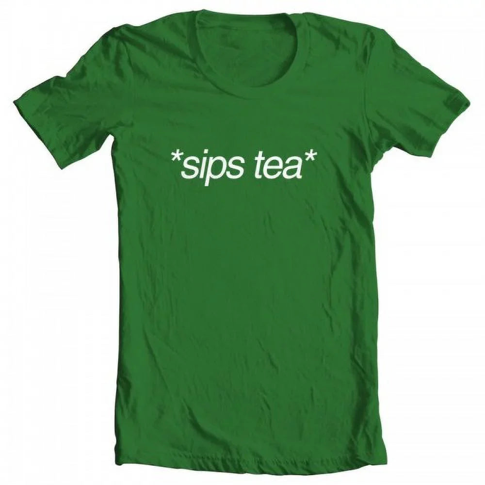 GEEK TEEZ Sips Tea Original Artwork Inspired by Kermit Meme Women's T-shirt Kelly Green XX-Large