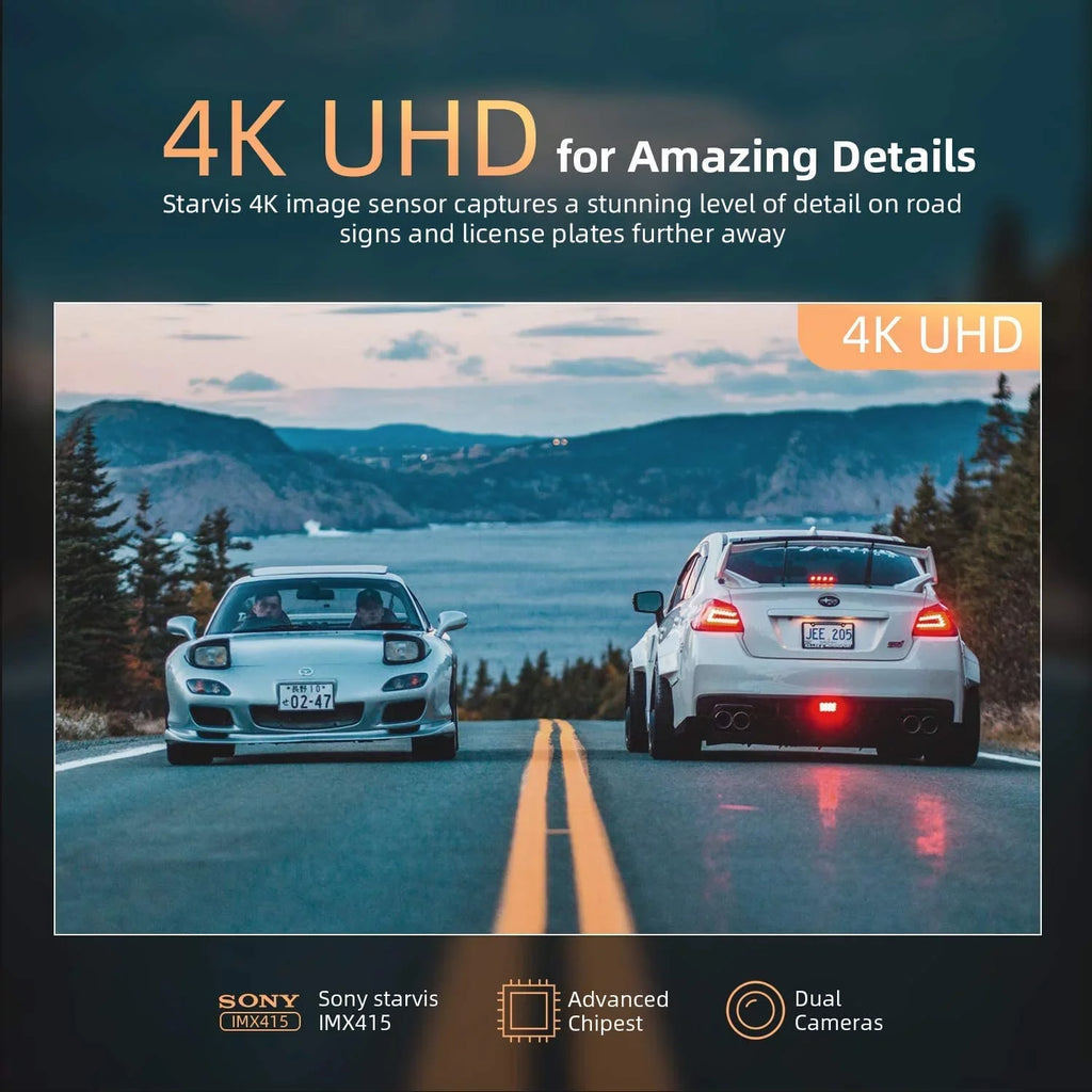 4K 12" Mirror Dash Cam - Vantop H612T Front & Rear View Dual Dash Camera, IPS Touch Display Voice Control Cars Mirror Camera W/Night Vision Parking Monitor