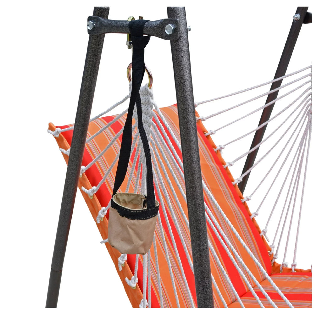 The Hamptons Collection 64" Orange and Red Acrylic Soft Comfort Hammock Chair with Stand