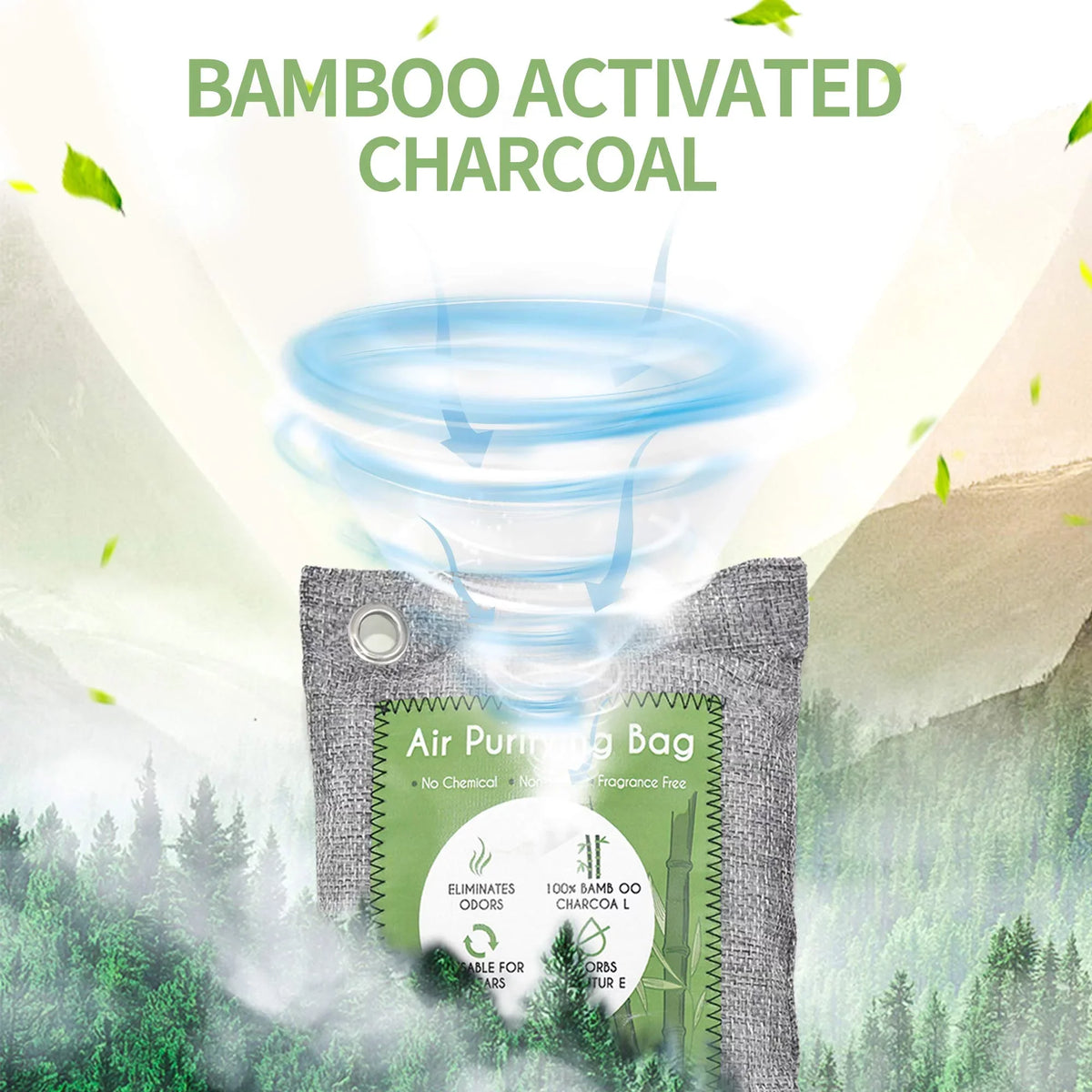 12 Pack Bamboo Charcoal Air Purifying Bag; Activated Charcoal Bags Odor Absorber; Moisture Absorber; Natural Car Air Freshener; Shoe Deodorizer; Odor Eliminators For Home; Pet; Closet (6x50g; 6x150g)