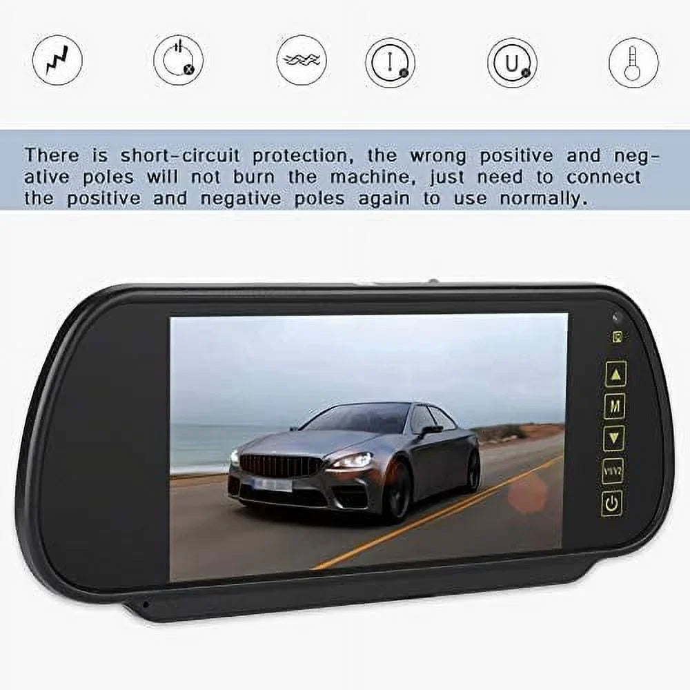 Bileeko Car Rear View Mirror 7 Inch LCD Vehicle Monitor Display for Parking