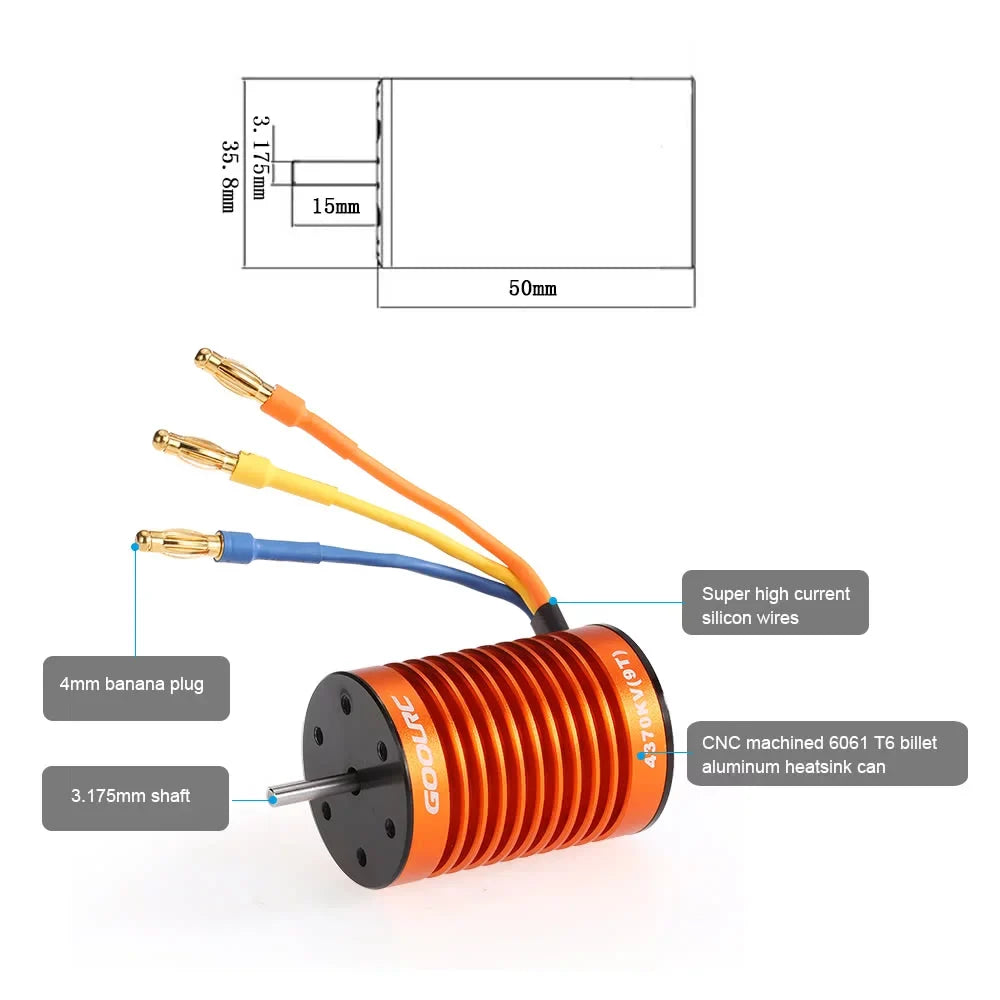 GoolRC Upgrade Fluid F540 4370KV Brushless Motor with 45A ESC Combo Set for 110 Car Truck