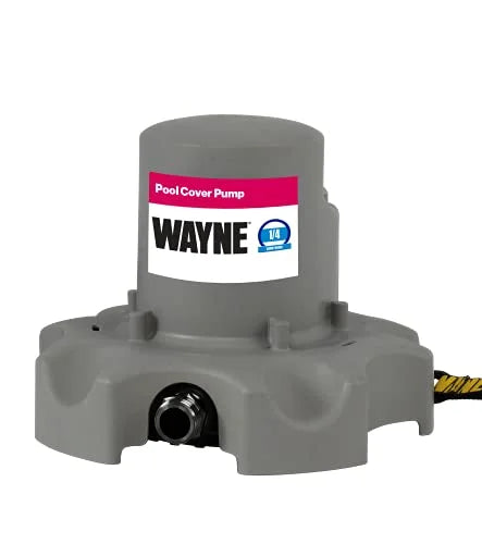 Wayne WPCP250 57735-WYN1 1/4 Automatic Pool Cover Pump with Magnetic Float S and 25 FT Pull-to-Shore Rope, Gray