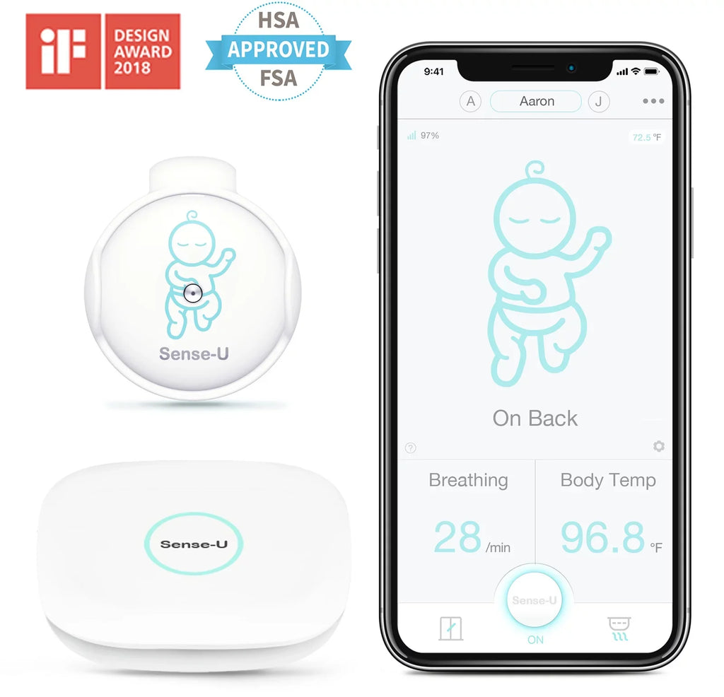 Sense-U Smart Baby Monitor 3+Camera; Audio; Video Baby Monitor That Notifies You for No Abdominal Movement; Rollover; High/Low Temperatures; Detected Motion; with Night Vision; 2-Way Talk; Long Range