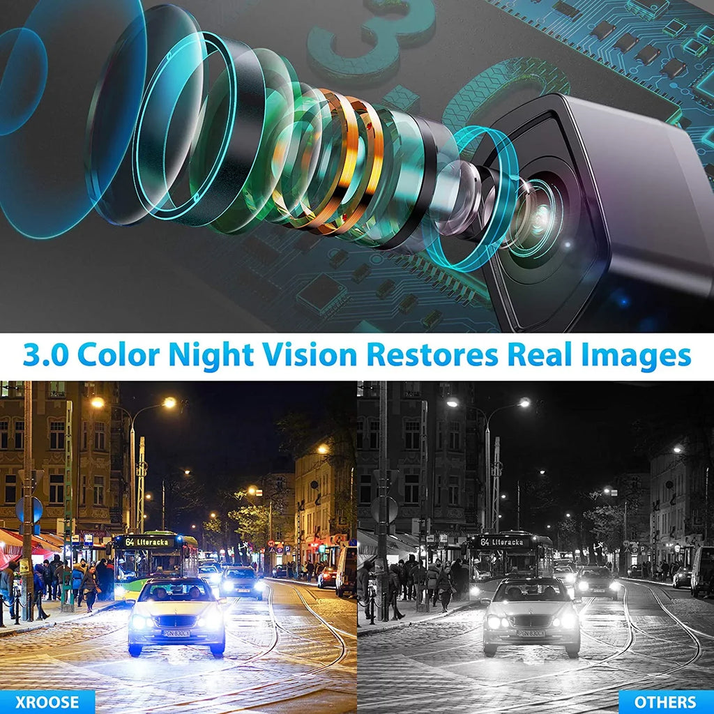 Xroose HD Backup Camera for Car and Truck Rear View Parking Vehicle Camera High Definition Night Vision IP69K Fluid License Plate Camera 152˚ Wide View 12-24V