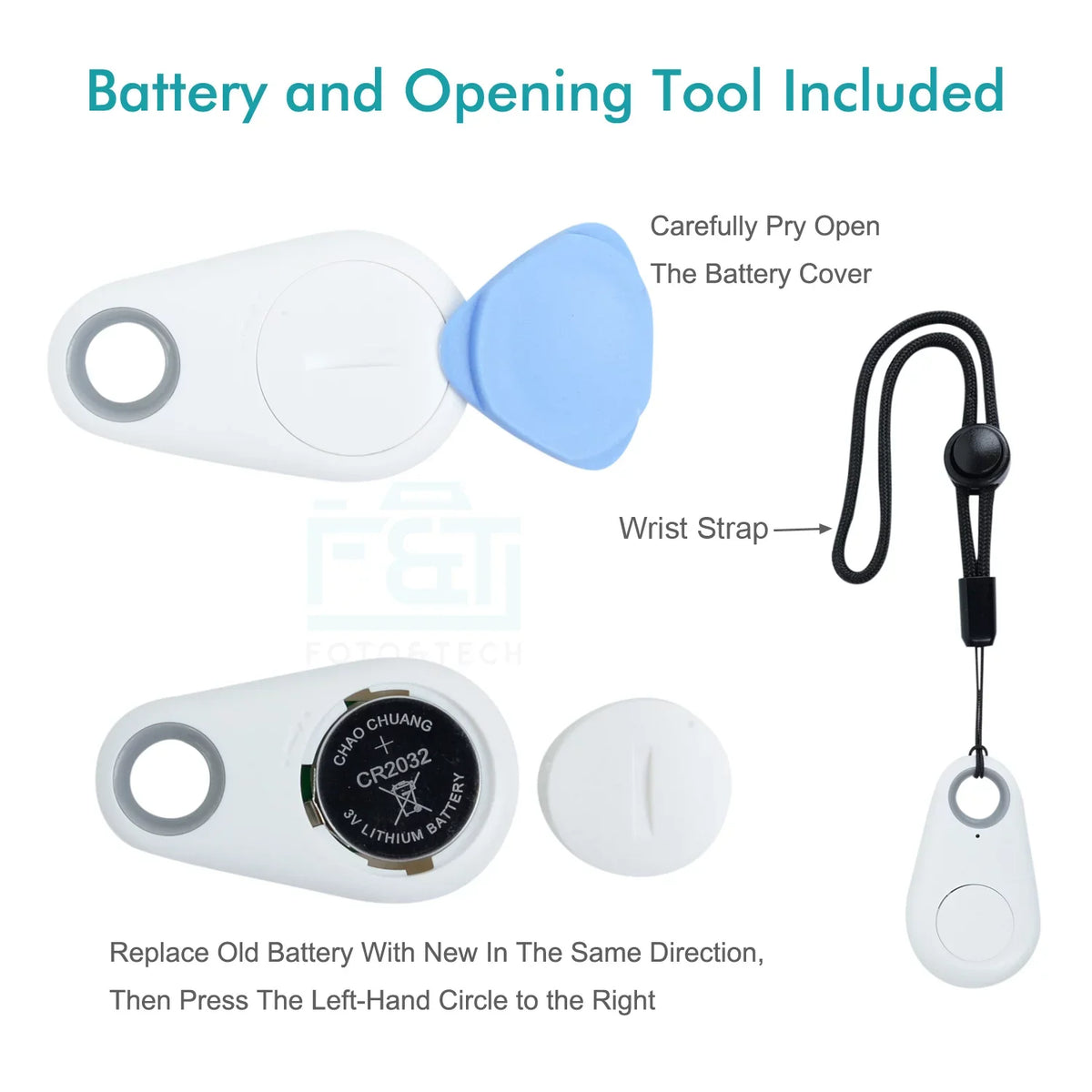 Foto&Tech 4in1 Wireless Remote Control Camera Video Shutter Release Selfie Compatible with iPhone 11 XR XS X 10 8 8+ 7 7+ 6 6s+ 5S 5C iPad Air Mini Galaxy S10 S9 Edge S5 HTC Smartphone (White)