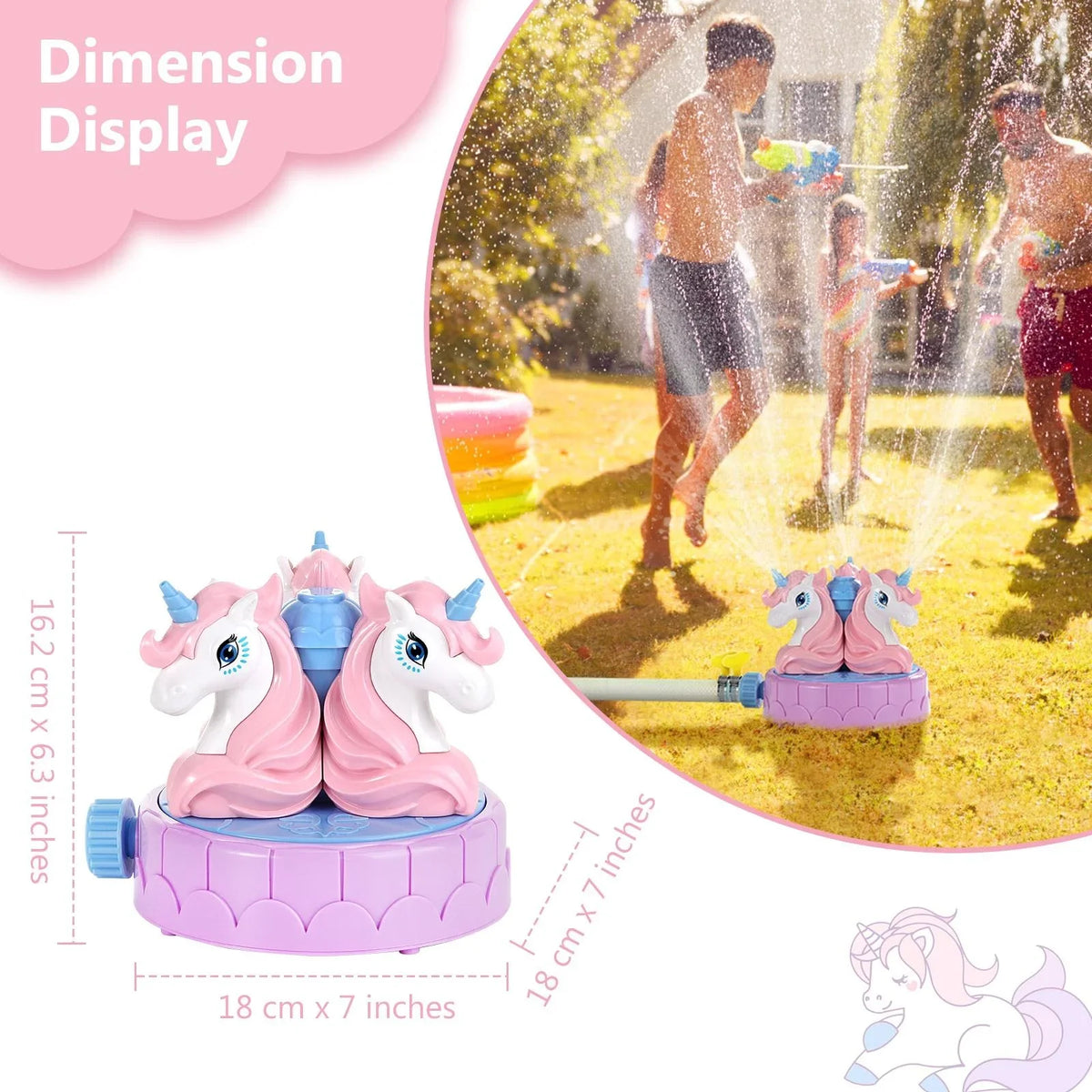 MoKo Unicorn Sprinkler for Kids Outdoor Play, Spray Fluid Toys for Summer Lawn Garden Activities
