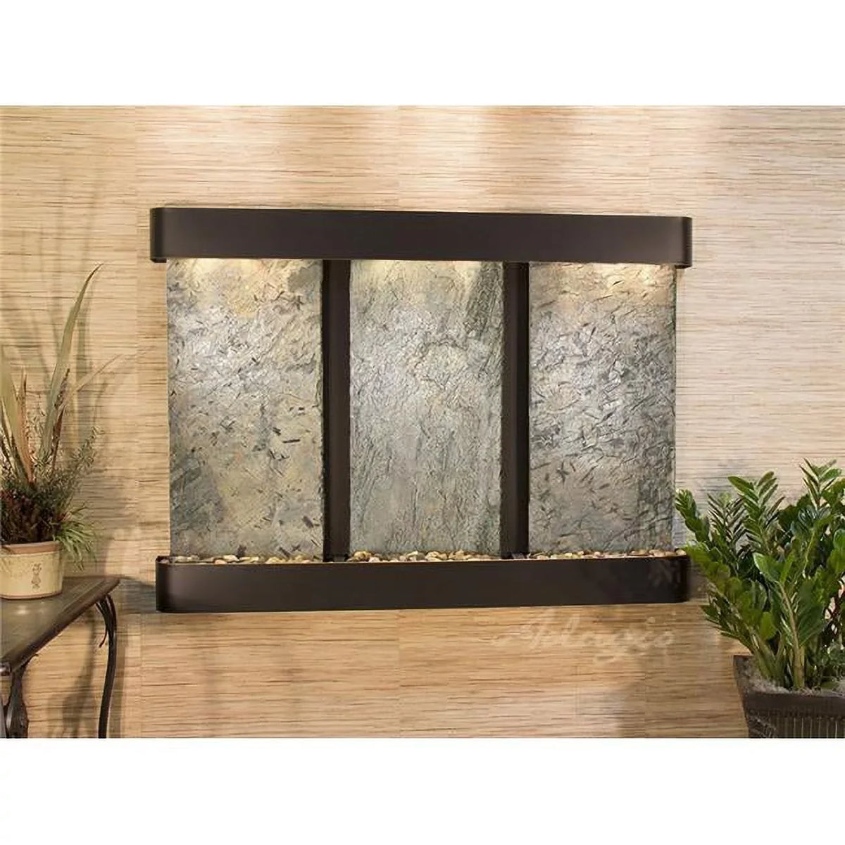 Adagio OFR1502 Olympus Falls Round Wall Fountain - Blackened Brass Natural Slate
