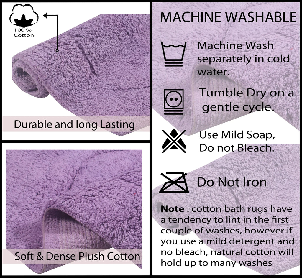 Home Weavers Fluid Collection 100% Cotton Tufted Bath Rug, Extra and Absorbent Bath Rugs, Non-Slip Plush Bath Carpet, Machine Wash Dry, bath rugs for Bathroom Floor, 20" x 20" Contour, Purple Rug
