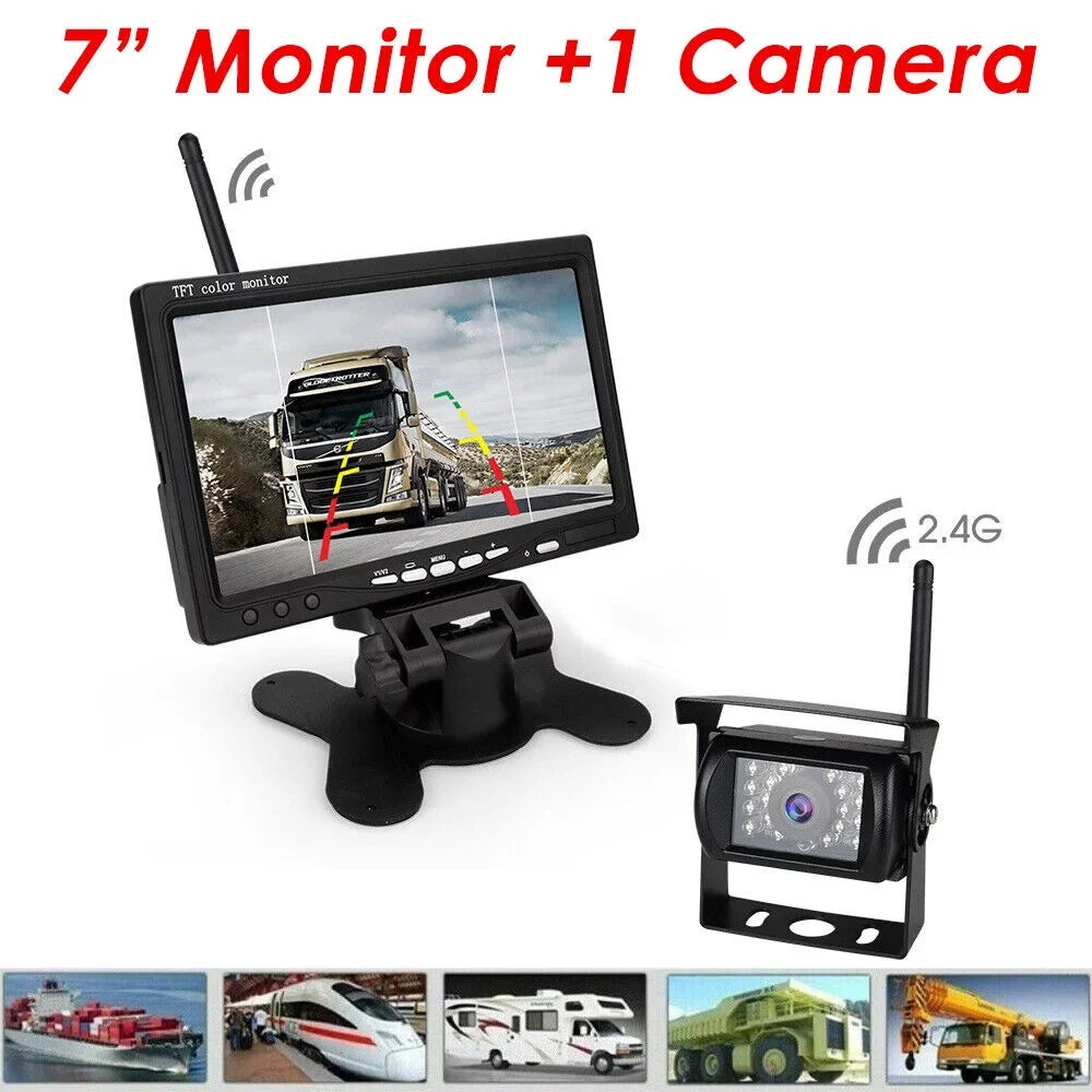 G·PEH Backup Camera Kit with 7" Monitor - Enhance Your Vehicle's Safety with Fluid Night Vision Camera - Ideal for RVs, Buses, Trailers, and Trucks(2 Cameras)