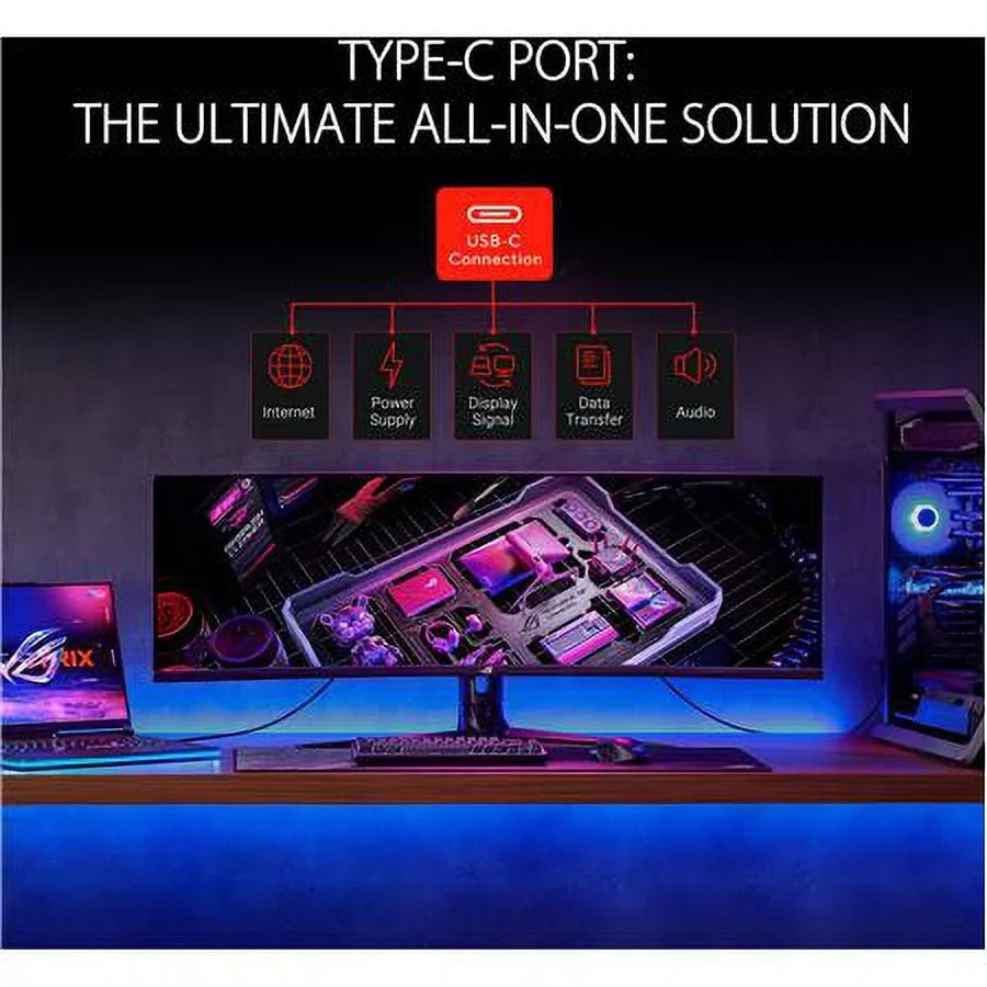 ROG Strix 49" Ultra-wide Curved HDR Gaming Monitor (XG49WCR) - Dual QHD 32:9 (5120 x 1440), 165Hz, Extreme Low Motion Blur Sync, USB-C, RJ45, DisplayHDR400, 90% DCI-P3, Dual Input KVM Switch