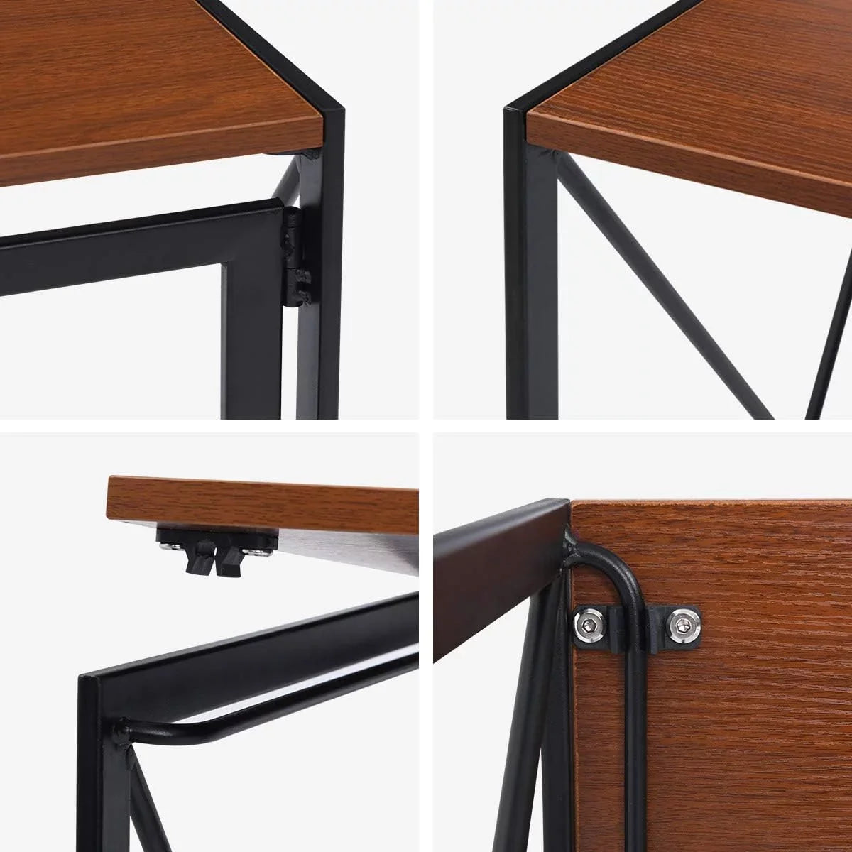 Writing Computer Desk Modern Simple Study Desk Industrial Folding Portable computer Table For Home Office Notebook Desk Walnut Brown Desktop Black Frame…