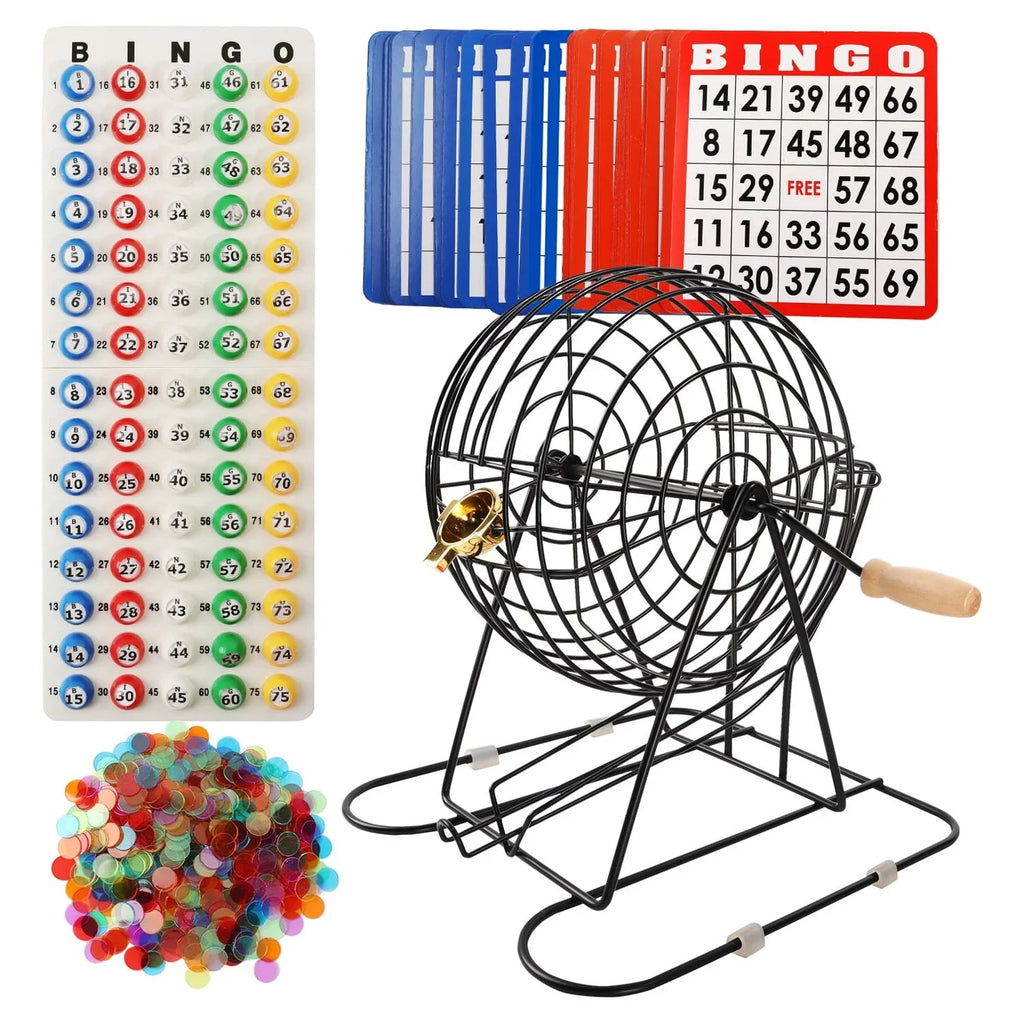 GSE Games & Sports Expert Deluxe Bingo Game Set with Black Bingo Cage, Plastic Masterboard, Bingo Balls, Bingo Cards and Bingo Chips. Great for Kids, Adults and Family Party