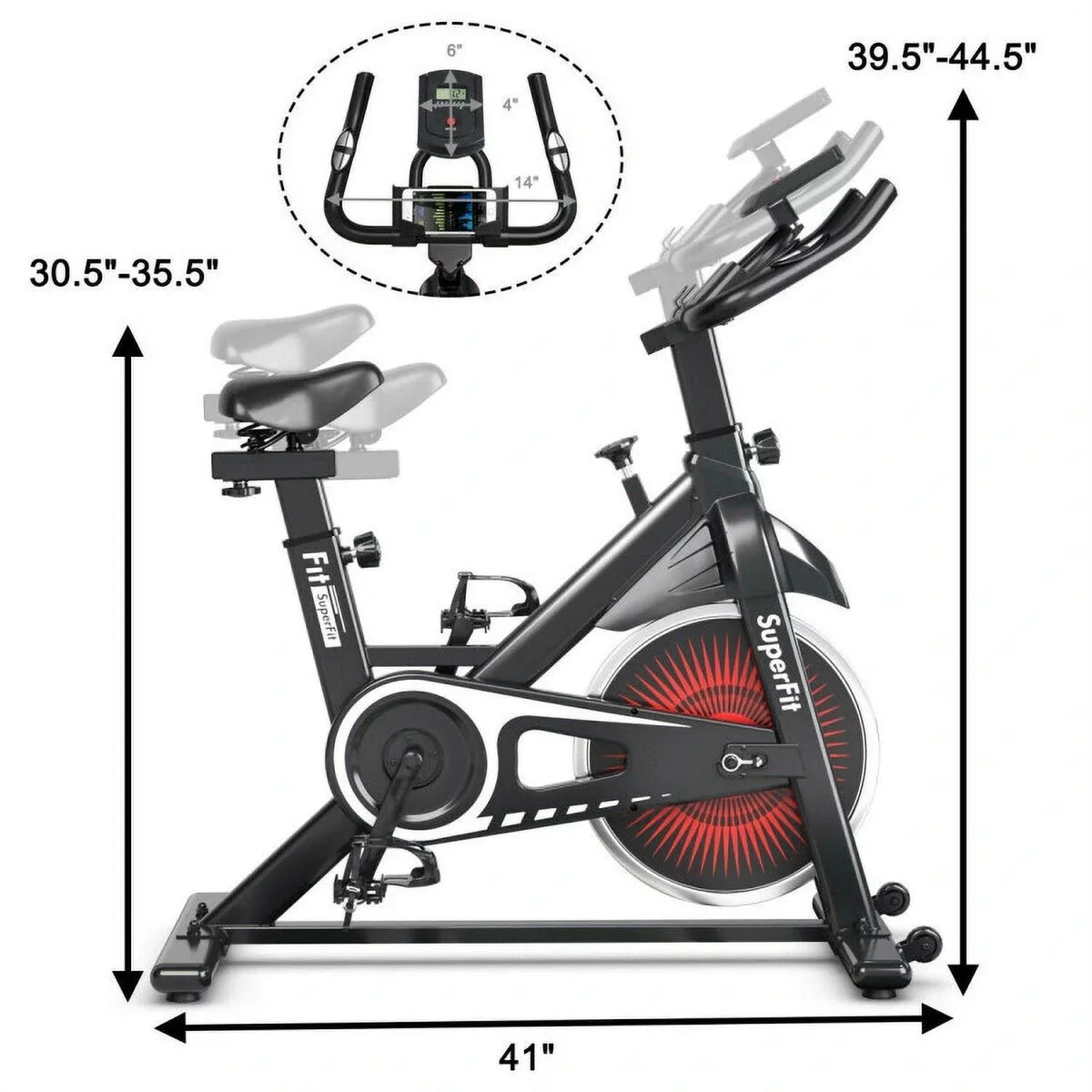 FEIKUQI Exercise Bicycle; Adjustable Resistance Silent Belt Drive; Gym Indoor Stationary Bike; Red