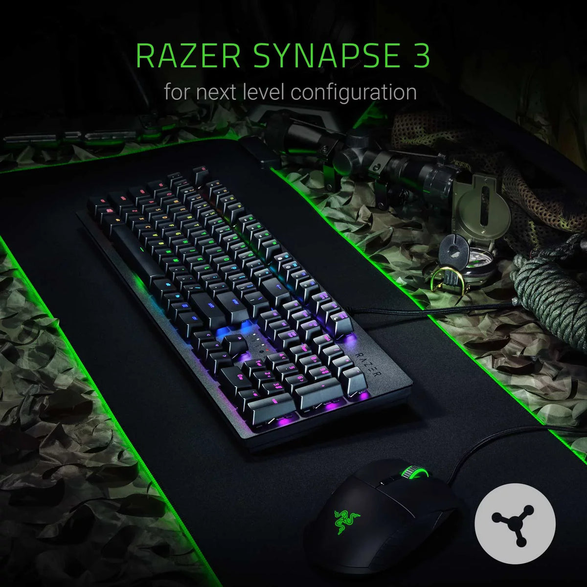 Razer Huntsman Opto-Mechanical Switch - Hybrid On-Board Memory & Cloud Storage - Durability of up to 100 Million Keystrokes - Light and Clicky Gaming Keyboard