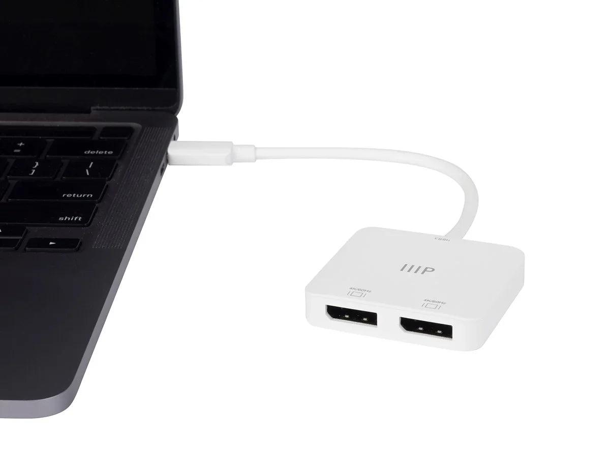 Monoprice USB-C to Dual 4K DisplayPort Adapter (Dual 4K@60Hz) Compatible with Thunderbolt 3 Devices with Windows and MacOS