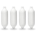 Kapsco Moto 6.5 x 23 in. Inflatable Vinyl Mooring Bumpers Guard Dock Docking Twin Eye Ribbed Boat Pontoon Fender, White - 4 Piece