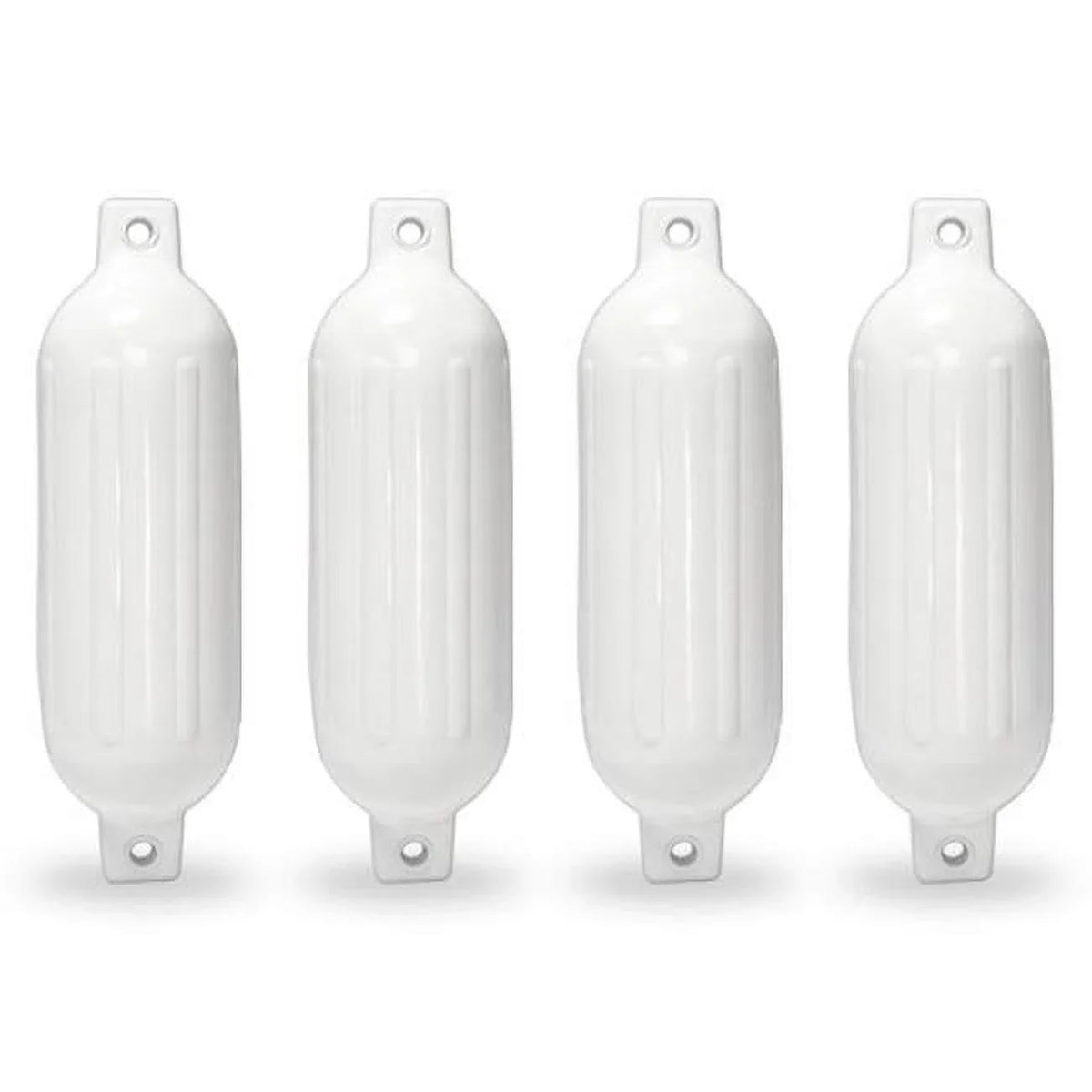 Kapsco Moto 6.5 x 23 in. Inflatable Vinyl Mooring Bumpers Guard Dock Docking Twin Eye Ribbed Boat Pontoon Fender, White - 4 Piece