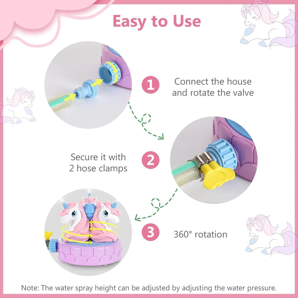 MoKo Unicorn Sprinkler for Kids Outdoor Play, Spray Fluid Toys for Summer Lawn Garden Activities