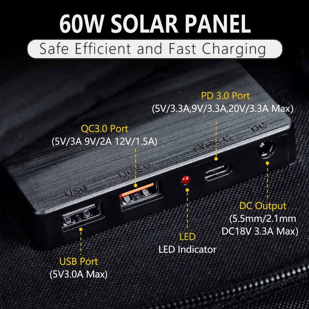 ROCKSOLAR Utility 300W Portable Power Station with 60W Foldable Solar Panel Generator Kit