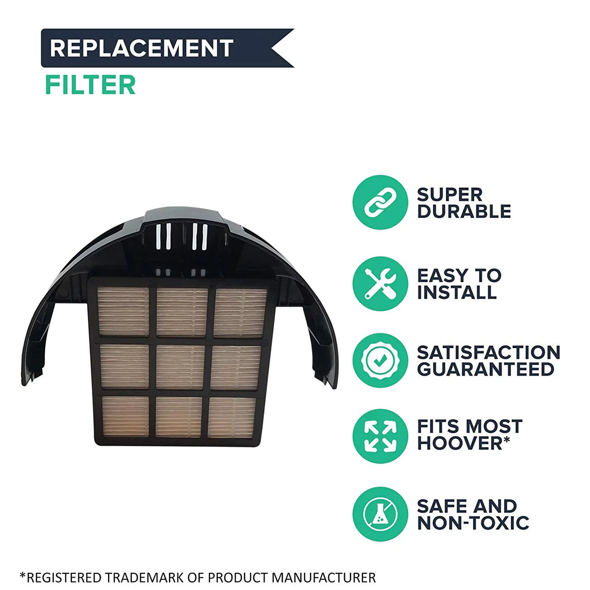 1 Pack of Crucial Vacuum Filters Compatible With Hoover Windtunnel, Rewind T-Series HEPA Style Cartridge Filter; Fits Part # 303172001 303172002 902404001 Models: UH70120 UH70600 UH70601 UH70603 Bulk