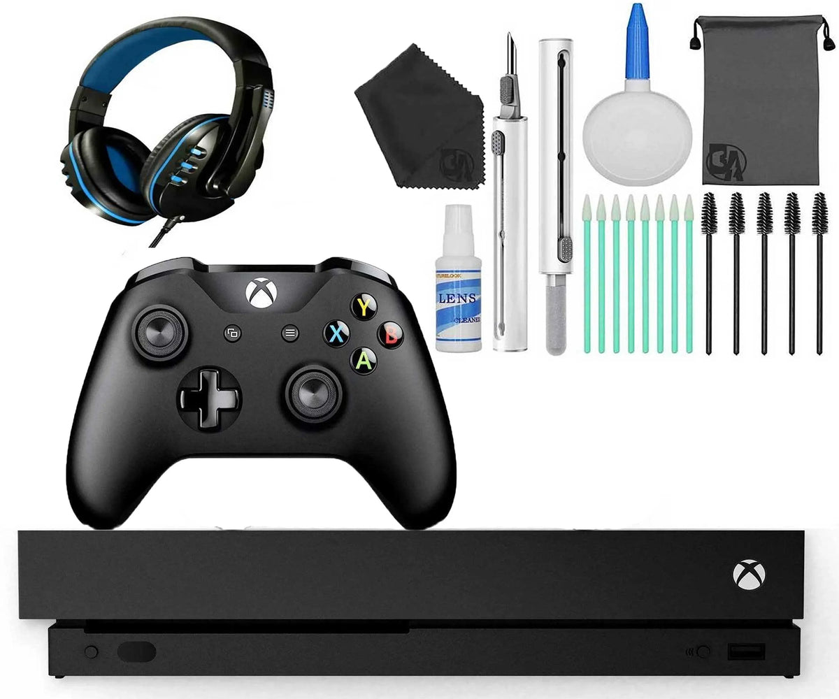Microsoft Xbox One X 1TB Gaming Console Black with Headset Cleaning Kit