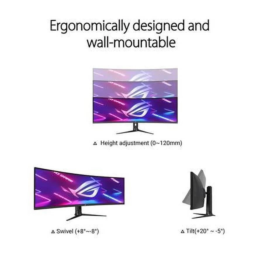 ROG Strix 49" Ultra-wide Curved HDR Gaming Monitor (XG49WCR) - Dual QHD 32:9 (5120 x 1440), 165Hz, Extreme Low Motion Blur Sync, USB-C, RJ45, DisplayHDR400, 90% DCI-P3, Dual Input KVM Switch