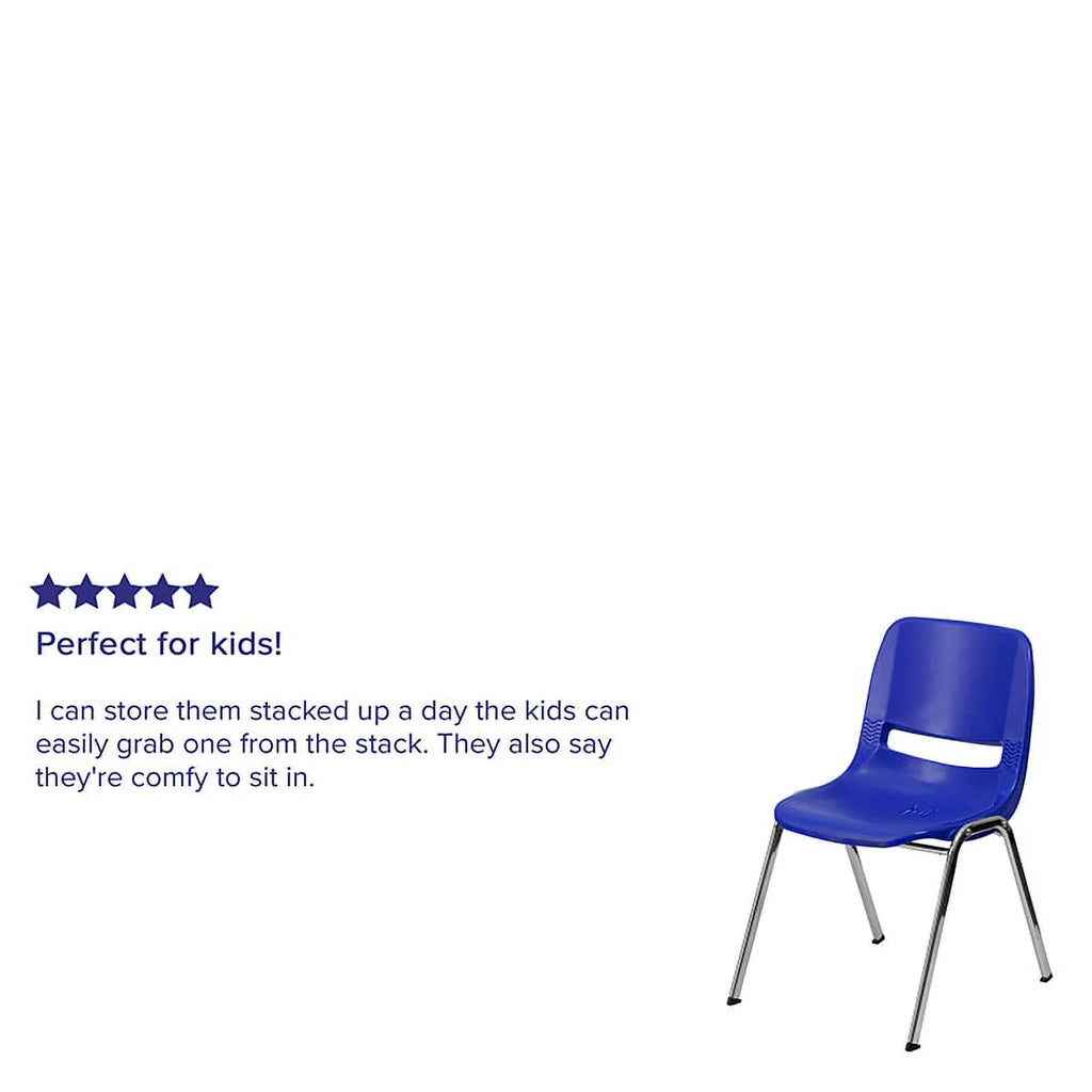 Flash Furniture HERCULES Series 440 lb. Capacity Kid's Navy Ergonomic Shell Stack Chair with Chrome Frame and 14" Seat Height [RUT-14-NVY-CHR-GG]
