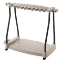 Suncast Lawn and Garden Steel Tool Storage Rack with Wheels for 30 Tools, Light Taupe