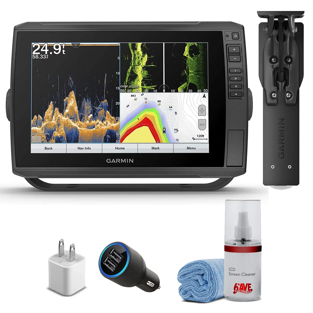 Garmin ECHOMAP Ultra 106sv with GT56UHD-TM Transducer (Bundle) With USB Charging Cube + USB Car Charger + LCD Display Cleaning Kit