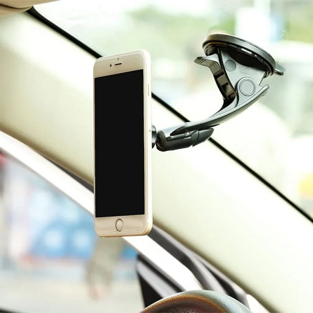 Premium Magnetic Car Mount Dash Windshield Holder Window Rotating Dock Stand Strong Grip Adjustable Suction QQP for Galaxy J7 Perx V (2017), Mega 2 Note 2 On5 Prevail LTE S4, S5 Active, Mini